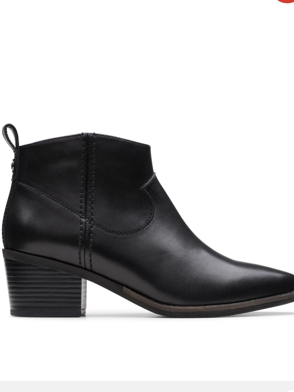 Clarks Morzine Sky Pointed Toe Ankle Boot Black Womens Size 8 1/2 M